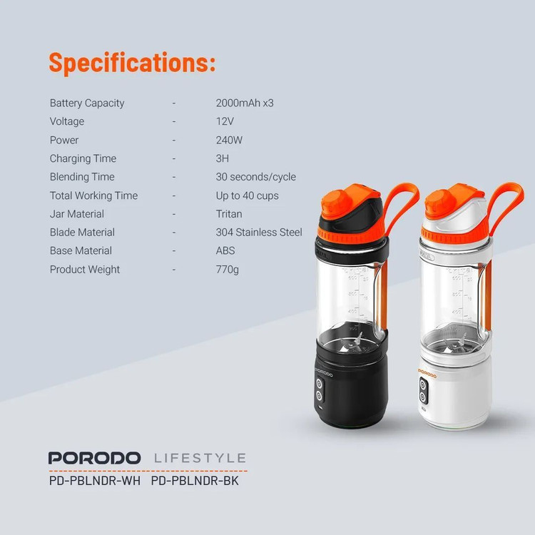 مخلوطکن شارژی Porodo مدل PD-PBLNDR